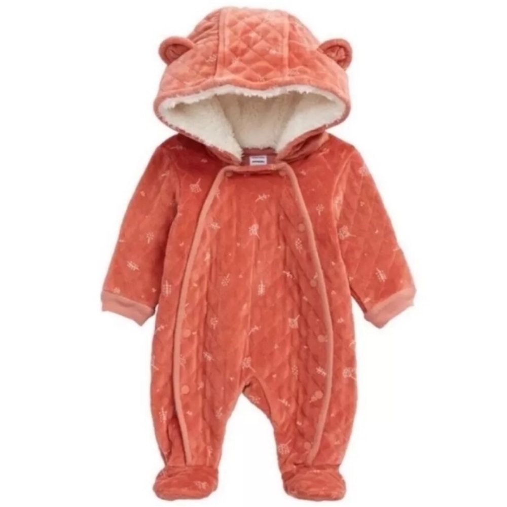 NORDSTROM Baby Print Bunting Pink Desert Dottie One Piece